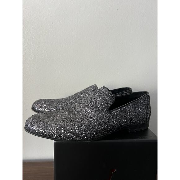 Jimmy Choo Men\'s Black Thame Black Glitter Fabric Slipper, EU 41, US 8 main image 5